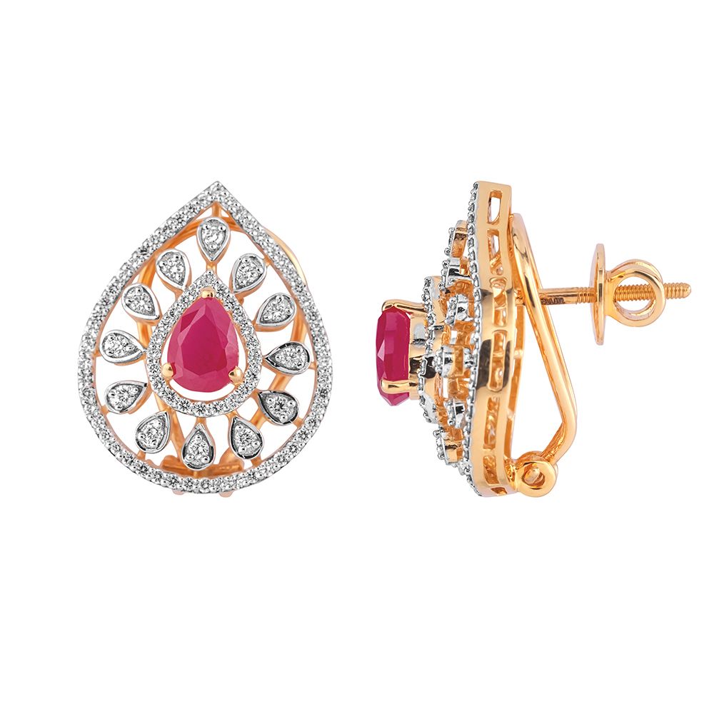 Aesthetically Designed Diamond and Yellow Gold Pendant Set-All Jewellery-OSP23E03-D310R0B