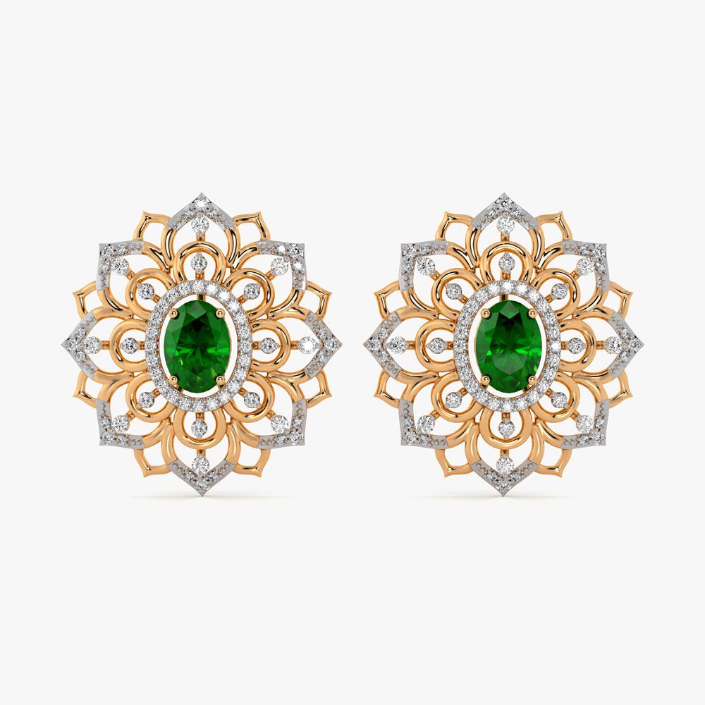 Aesthetic Floral Diamond Yellow Earring-Earrings-OPE23E07-D424R0B