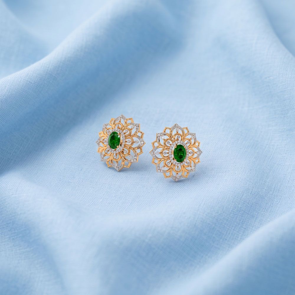 Aesthetic Floral Diamond Yellow Earring-Earrings-OPE23E07-D424R0B