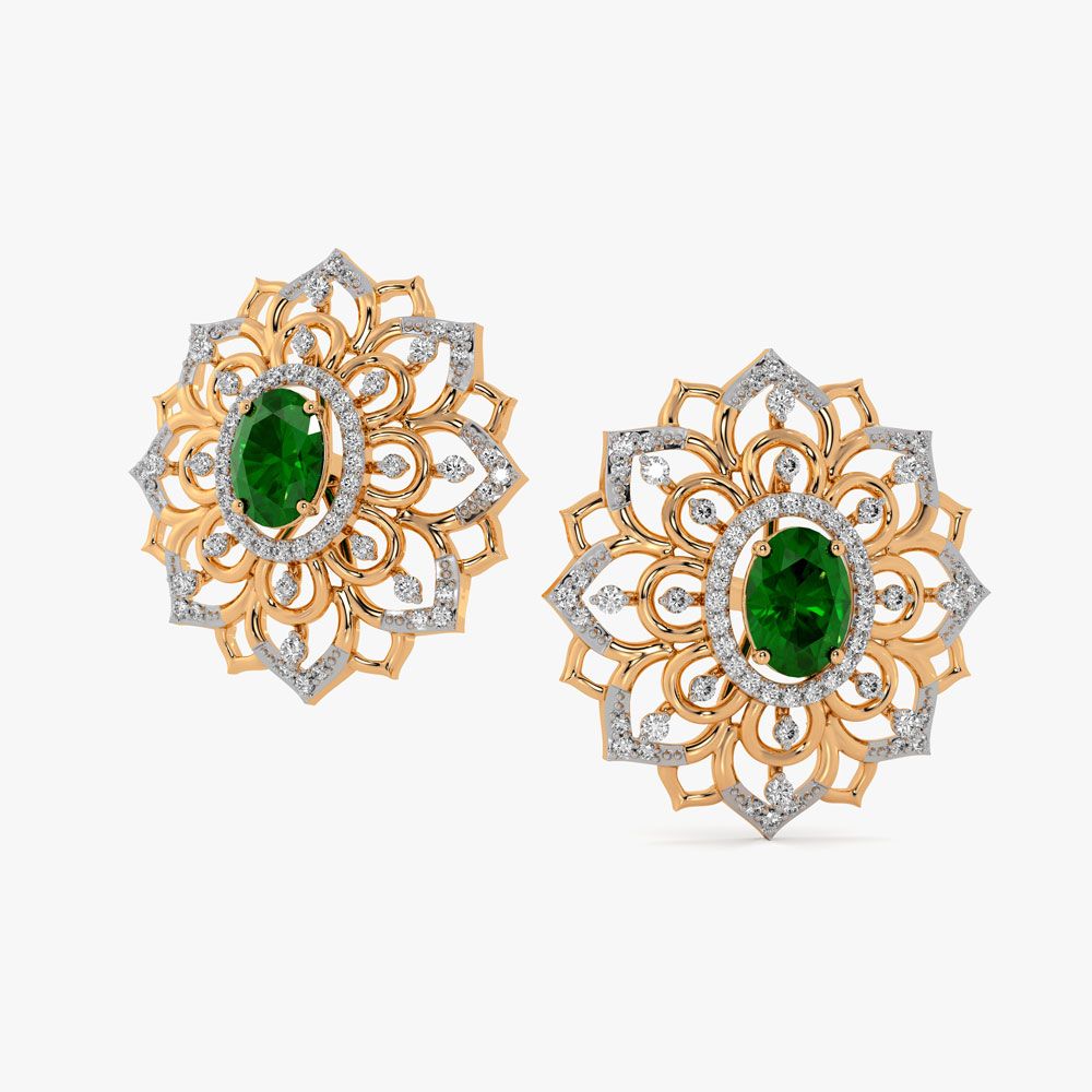 Aesthetic Floral Diamond Yellow Earring-Earrings-OPE23E07-D424R0B