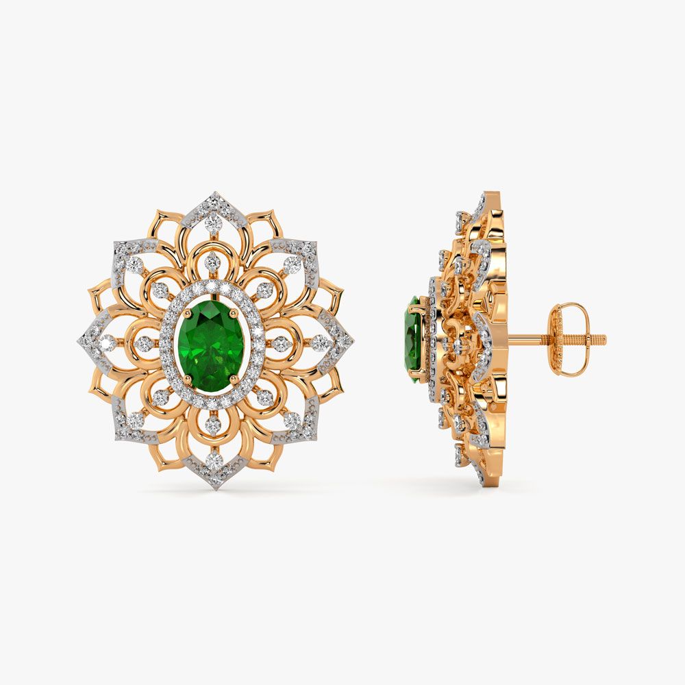 Aesthetic Floral Diamond Yellow Earring-Earrings-OPE23E07-D424R0B