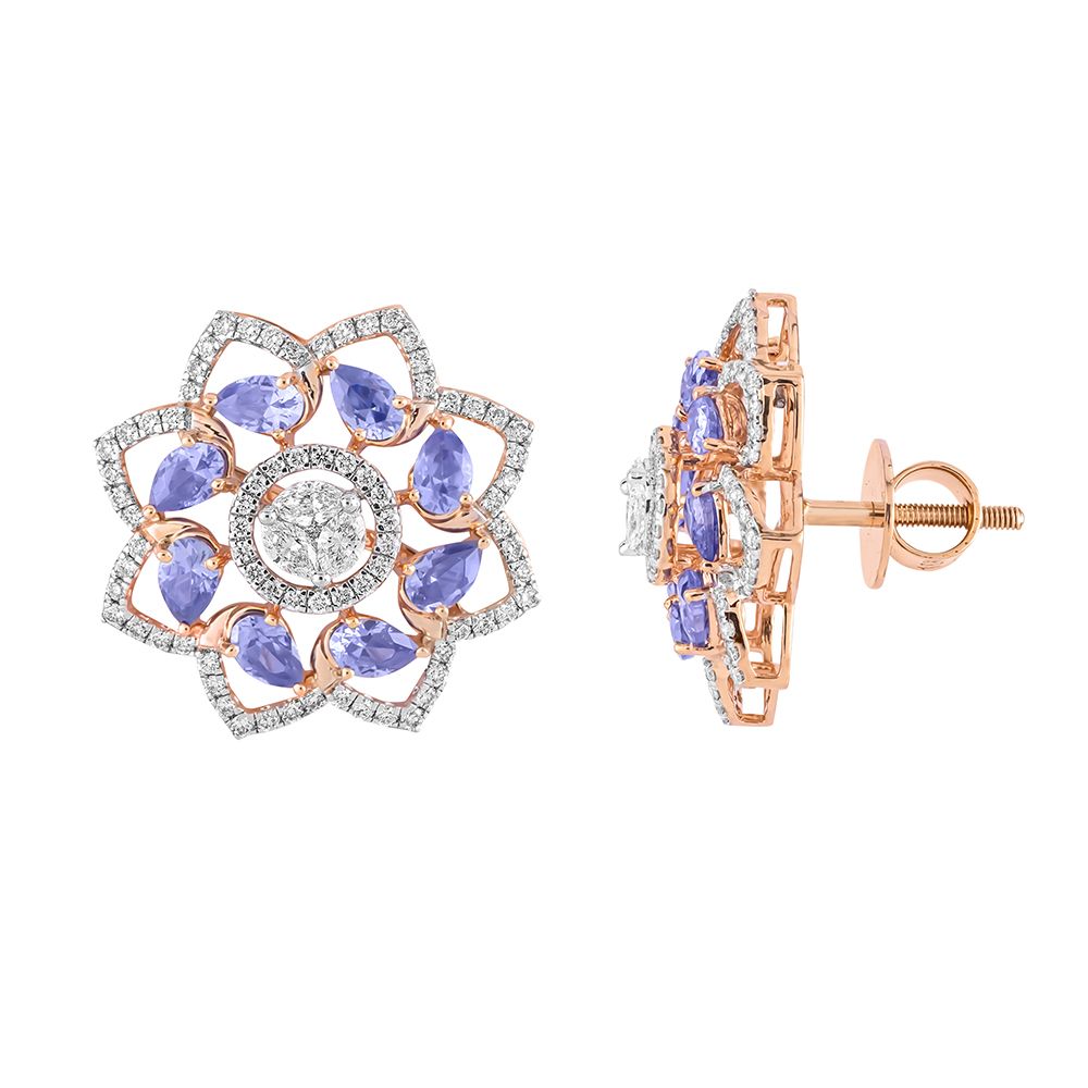Sparkling Mandala Design 18KT Rose Gold Jewellery Set-Shop by Metal-OSP23E08-D323X0B