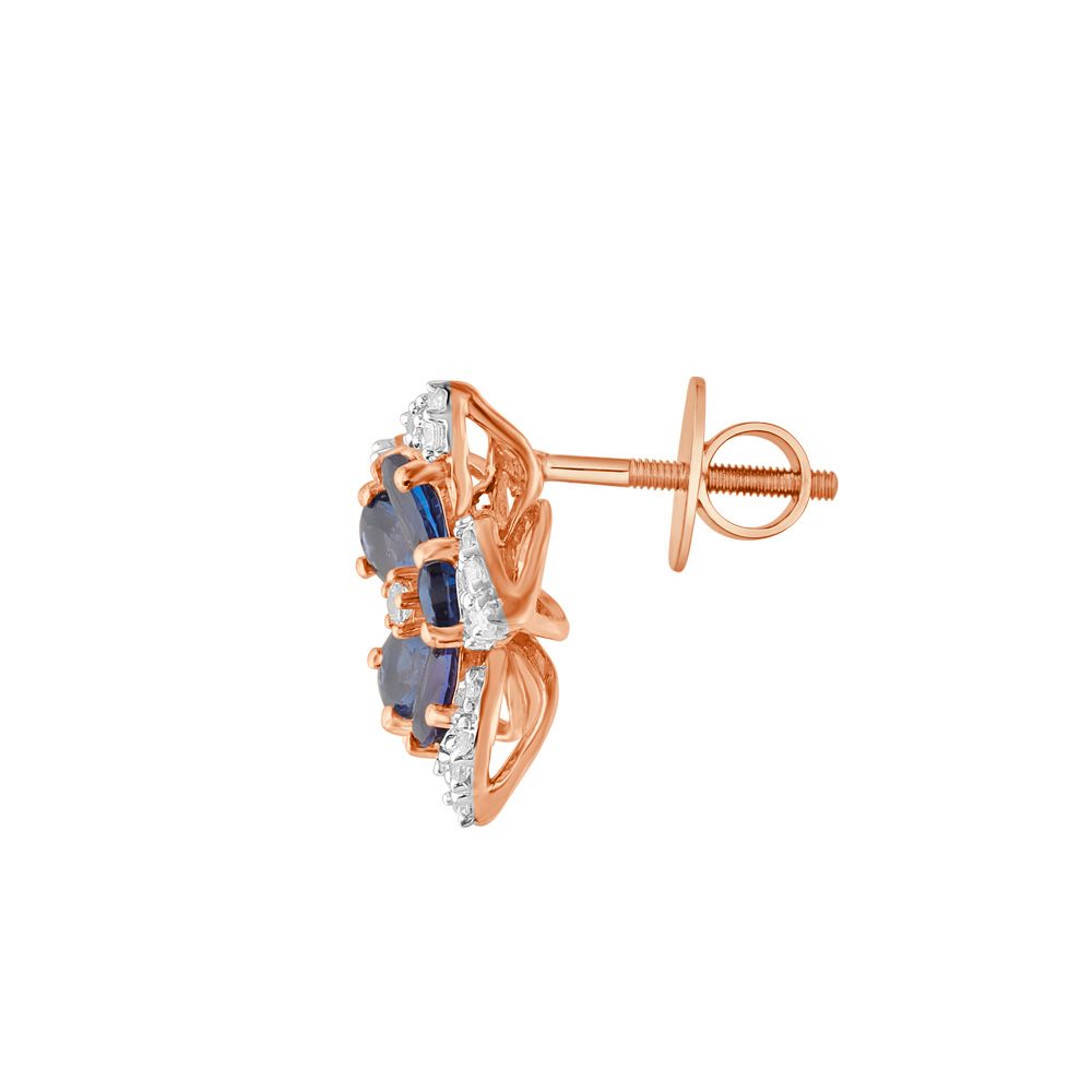 Floral Blue Topaz and Diamond Pendant Set-All Jewellery-OSP23E10-D425X0B