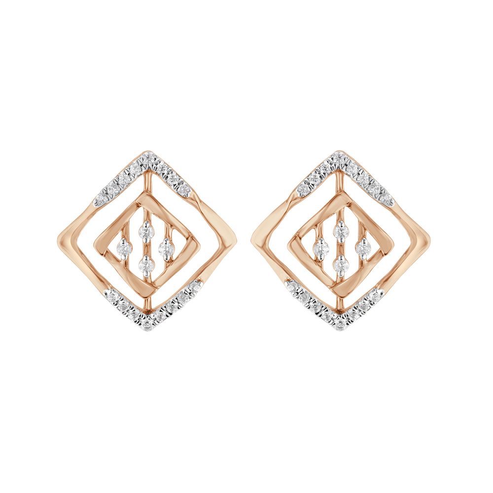 Attractive Diamond and Rose Gold Earrings-Earrings-OPE23E13-D400X0B