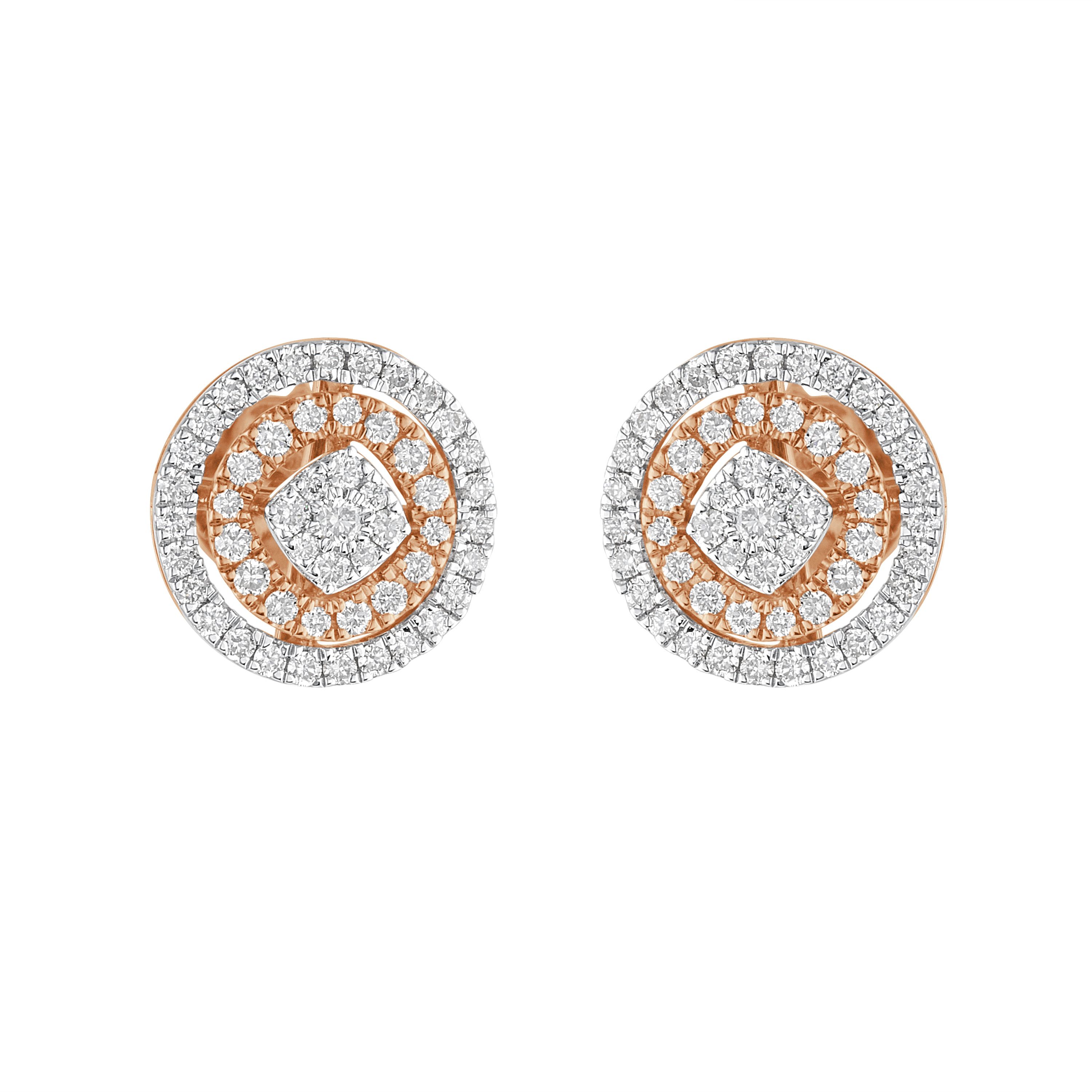 Classic Diamond and Rose Gold Studs-All Jewellery-OPE23E15-D400X0B
