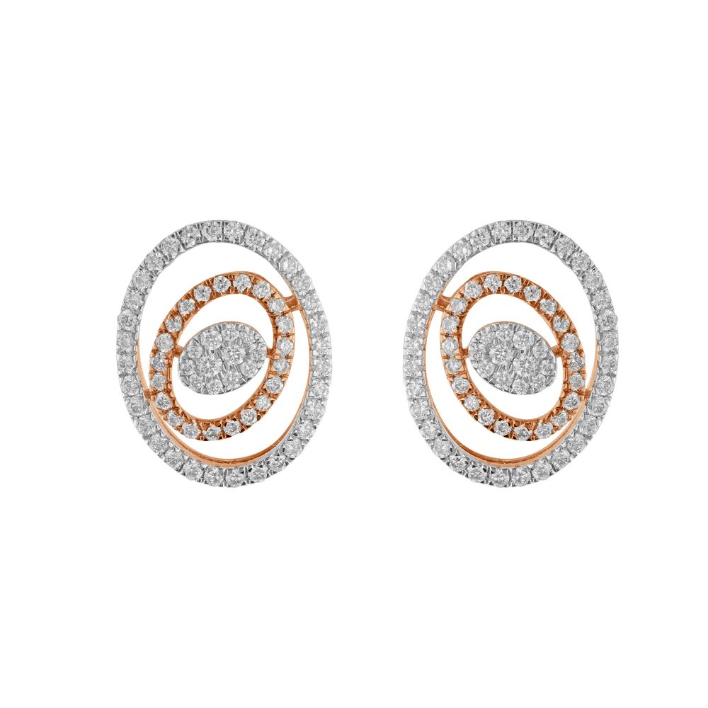 Contemporary Cluster Design Diamond Earrings-Earrings-OPE23E16-D400X0B