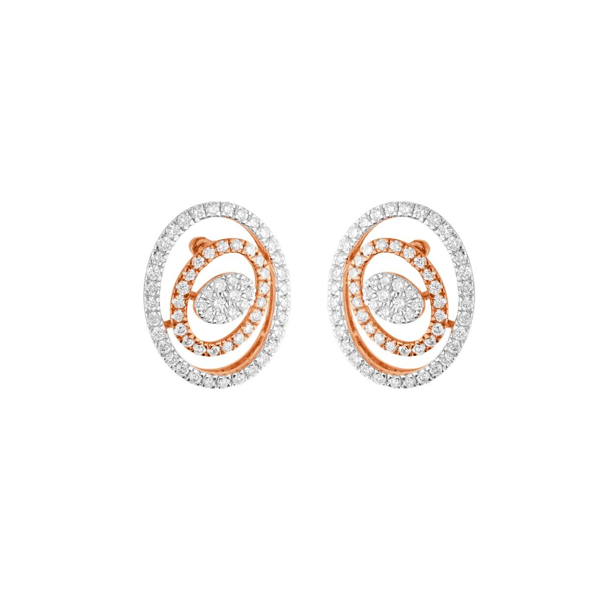 Contemporary Cluster Design Diamond Earrings-Earrings-OPE23E16-D400X0B
