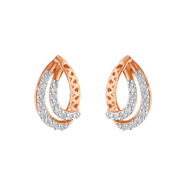 Classy Pear Shaped Diamond Lined Earrings-Earrings-OPE23E18-D400X0B