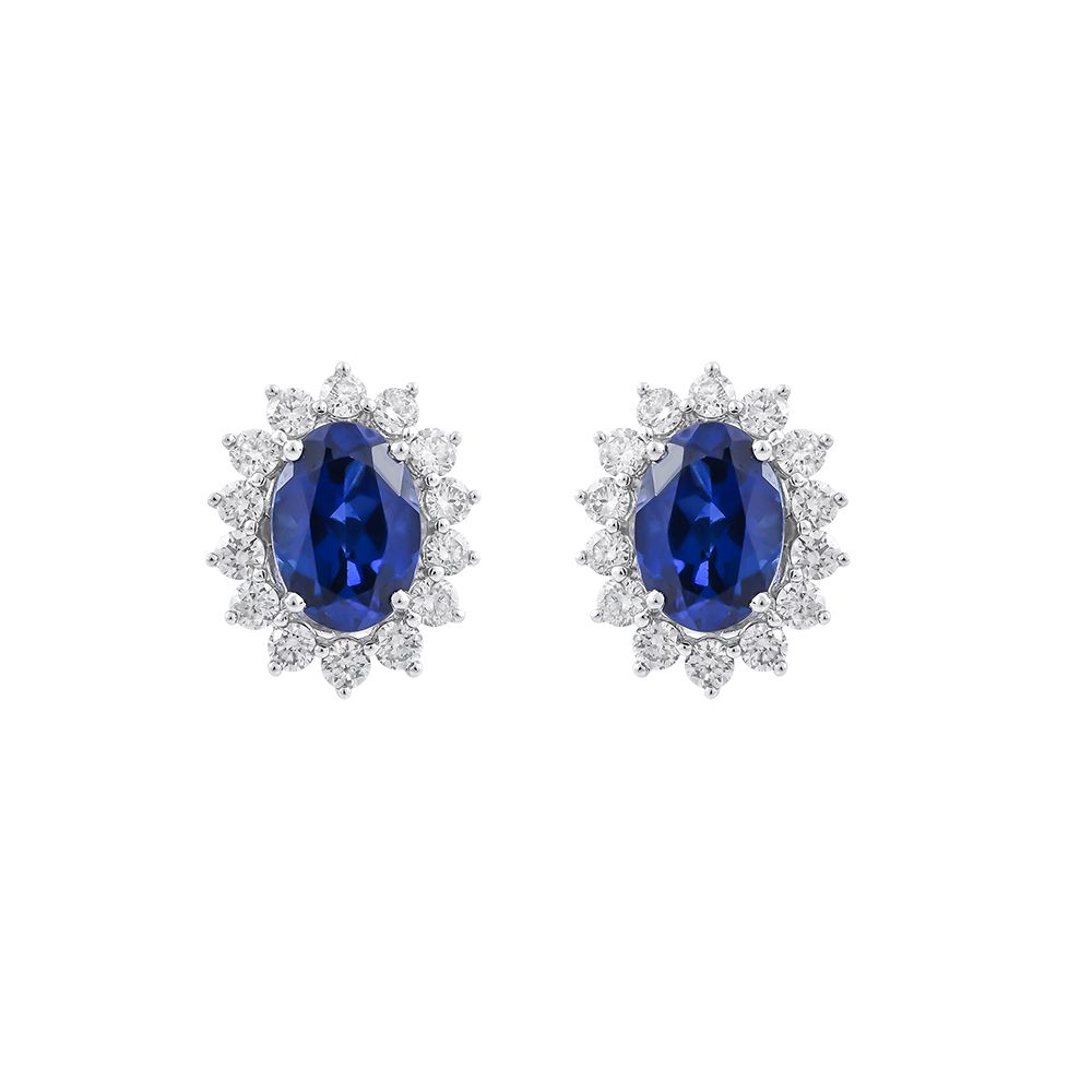 Eclectic Diamond Oval Earrings-Earrings-OPE23E22-D412W0B