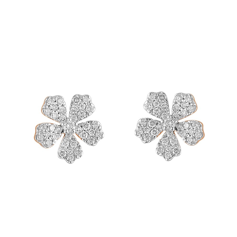 Charming Floral Diamond Earrings-All Jewellery-OPE23E23-D400X0B