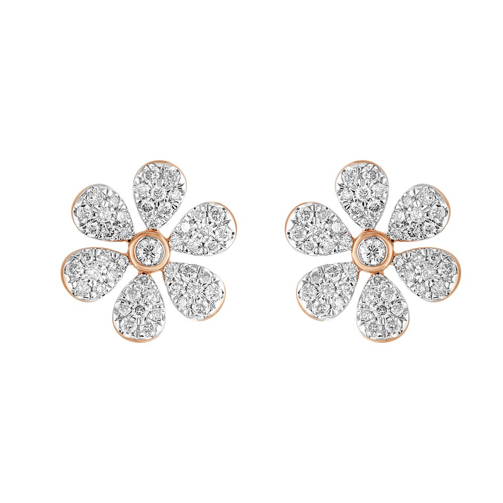 Cherished Rose Gold Floral Earrings-Rose Gold-OPE23E24-D400X0B