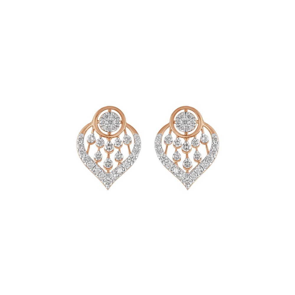 Contemporary Leaf Design Diamond Earrings-Earrings-OPE23E27-D400X0B