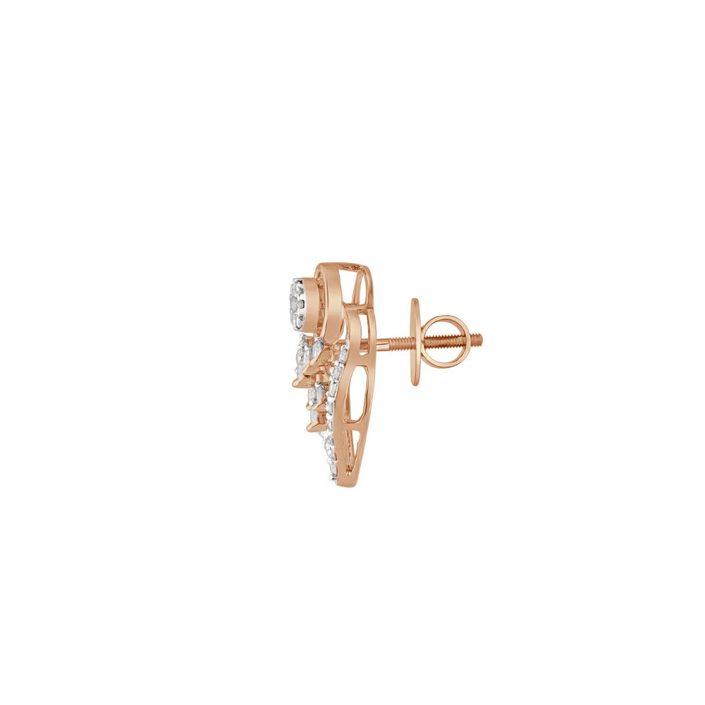 Contemporary Leaf Design Diamond Earrings-Earrings-OPE23E27-D400X0B