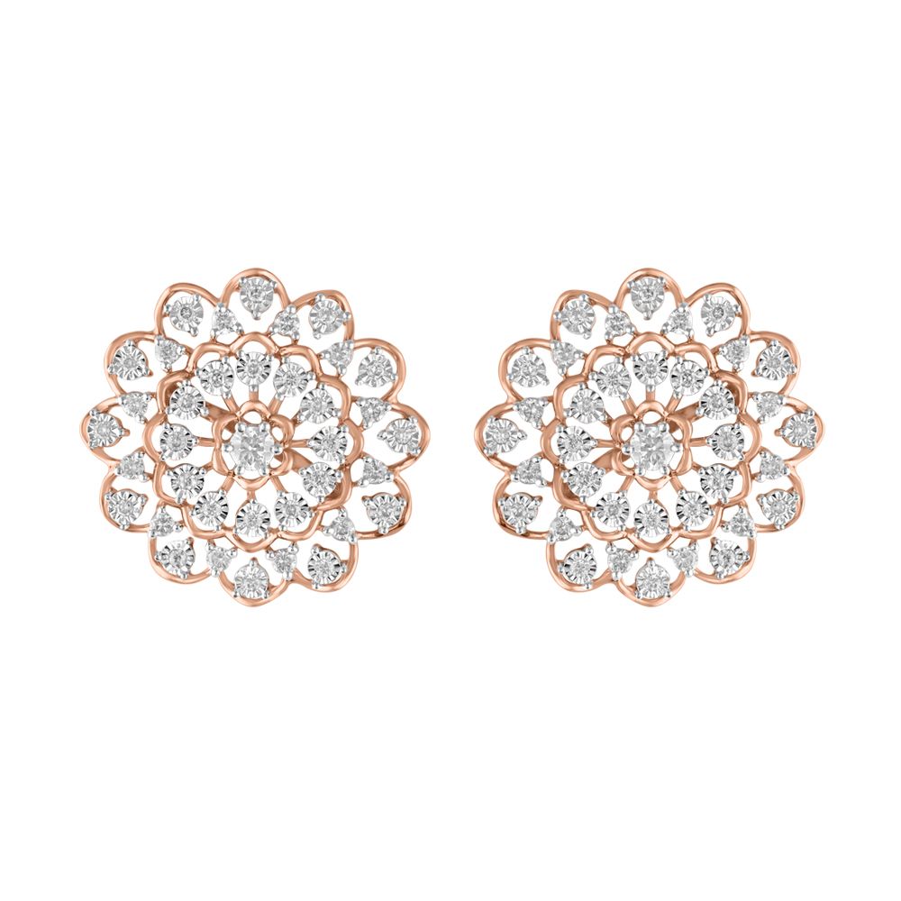 Glossy Mandala Design Diamond Earrings-Earrings-OPE23E29-D900X0C