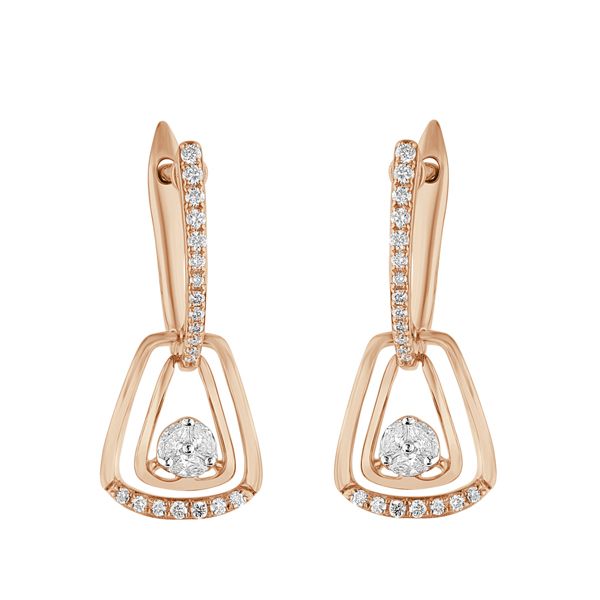 Classy Rose Gold and Diamond Earrings-Earrings-OPE23E30-D300X0B