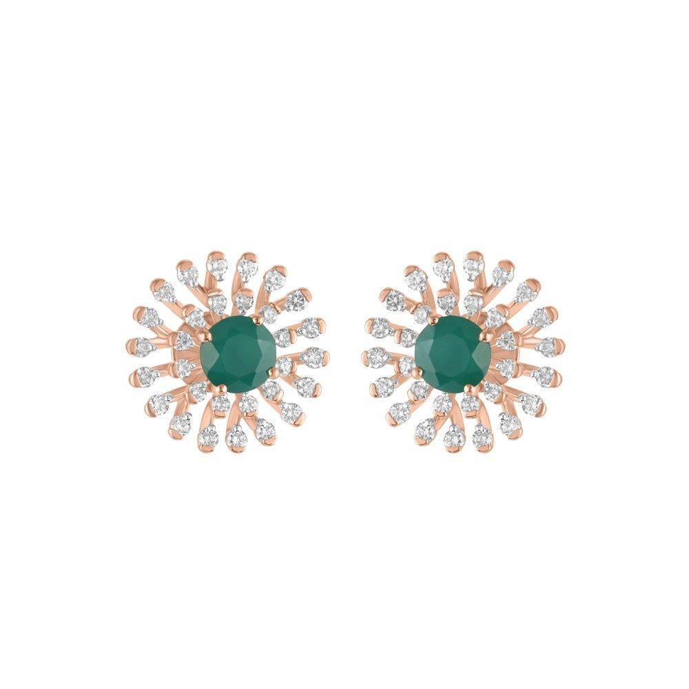 Glowing Green Onyx and Diamond Studs-All Jewellery-OPE23E53-D424X0B