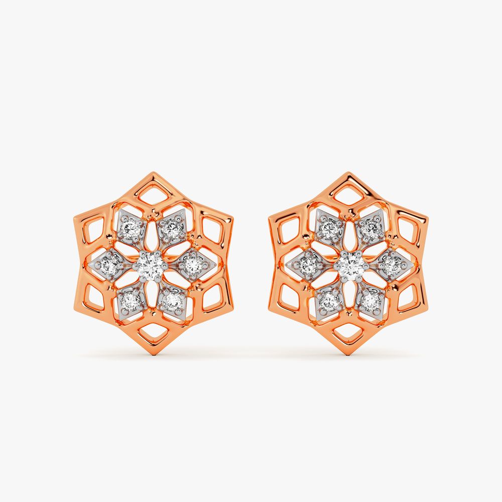 Refined Floral Diamond Rose Earring-Earrings-OPE24E13-D900X0C