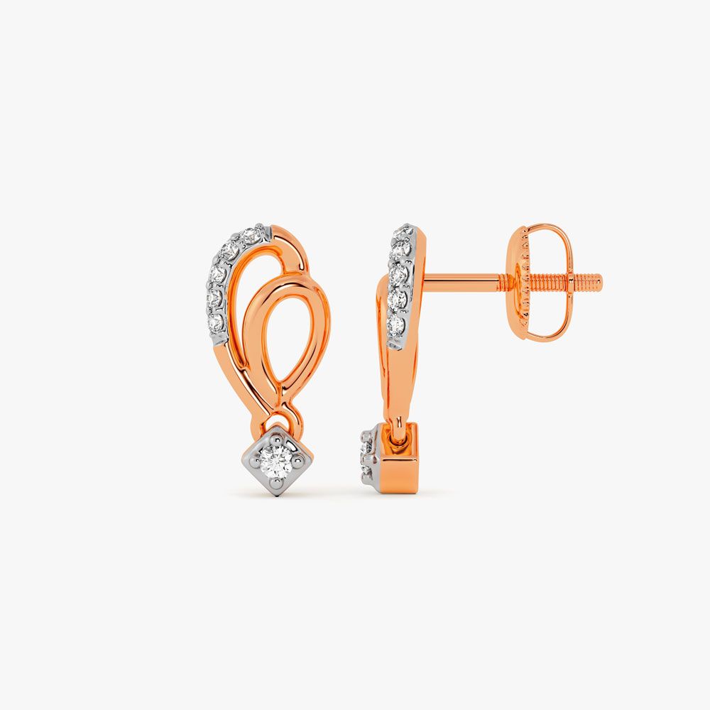 Minimal Geometric Diamond Rose Earring-Earrings-OPE24E18-D900X0C