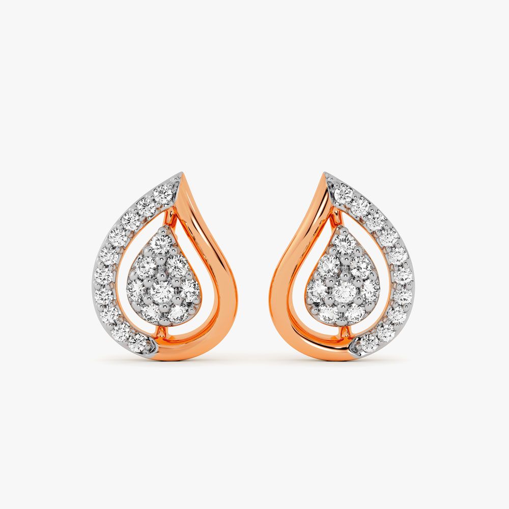 Sophisticated Paisley Diamond Rose Earring-Earrings-OPE24E22-D900X0C