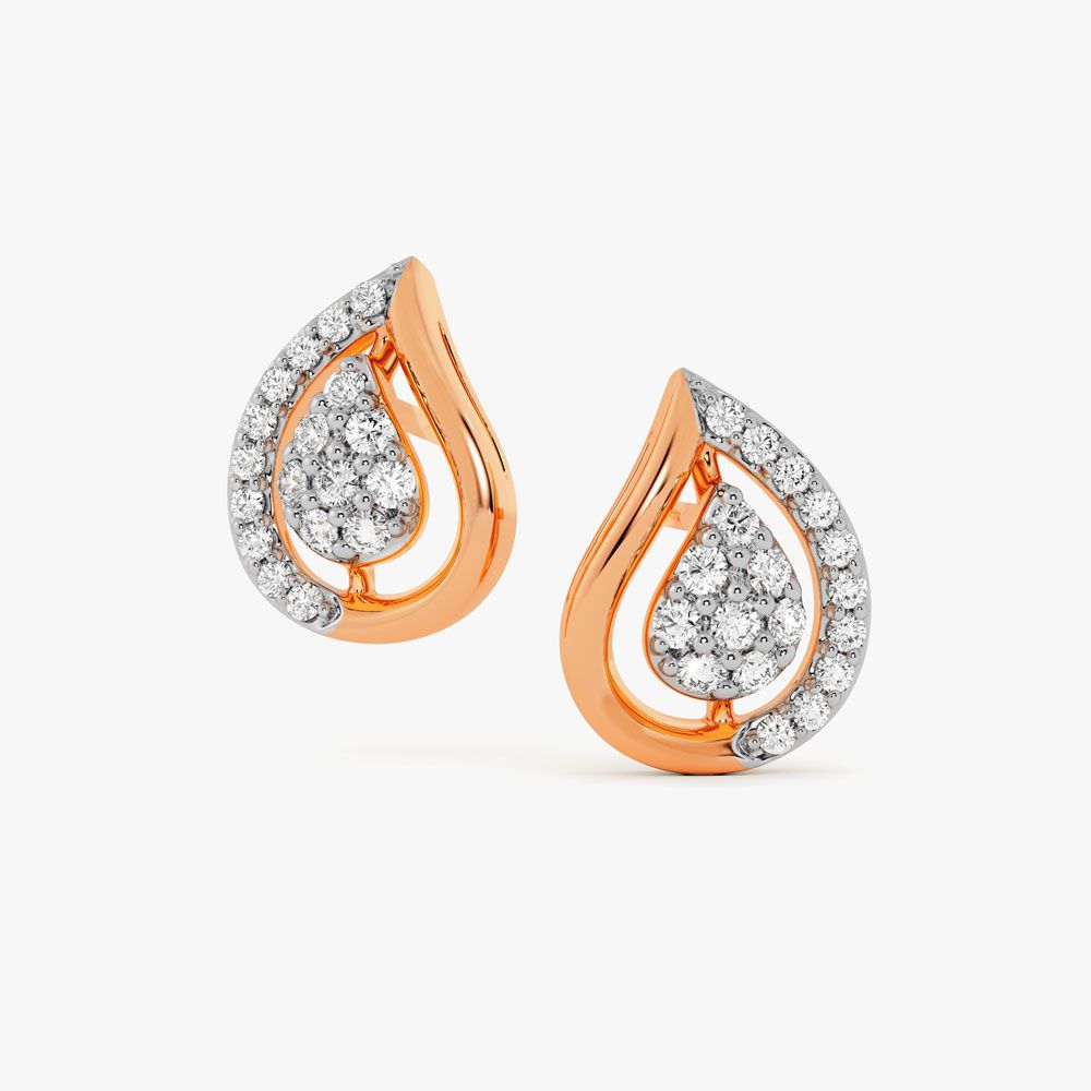 Sophisticated Paisley Diamond Rose Earring-Earrings-OPE24E22-D900X0C