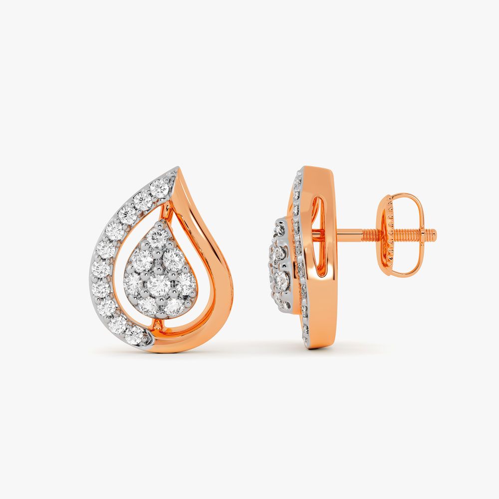 Sophisticated Paisley Diamond Rose Earring-Earrings-OPE24E22-D900X0C