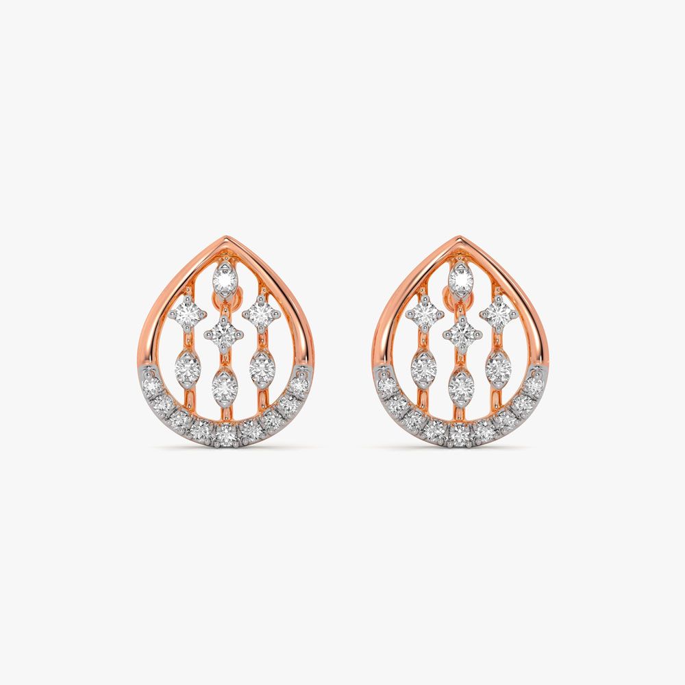 Aesthetic Drop Diamond Rose Earring-Earrings-OPE24E33-D900X0C