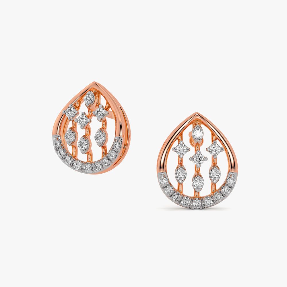 Aesthetic Drop Diamond Rose Earring-Earrings-OPE24E33-D900X0C