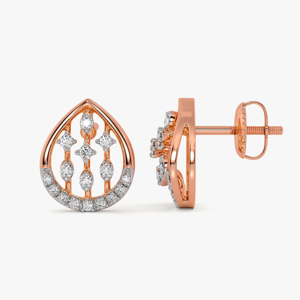 Aesthetic Drop Diamond Rose Earring-Earrings-OPE24E33-D900X0C