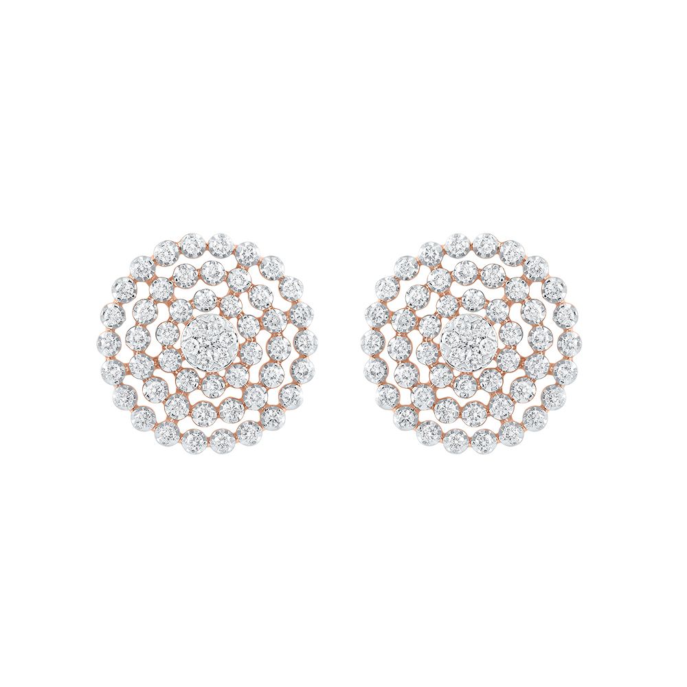 Attractive Round Design Diamond Studs-Earrings-OPE24E49-D400X3B