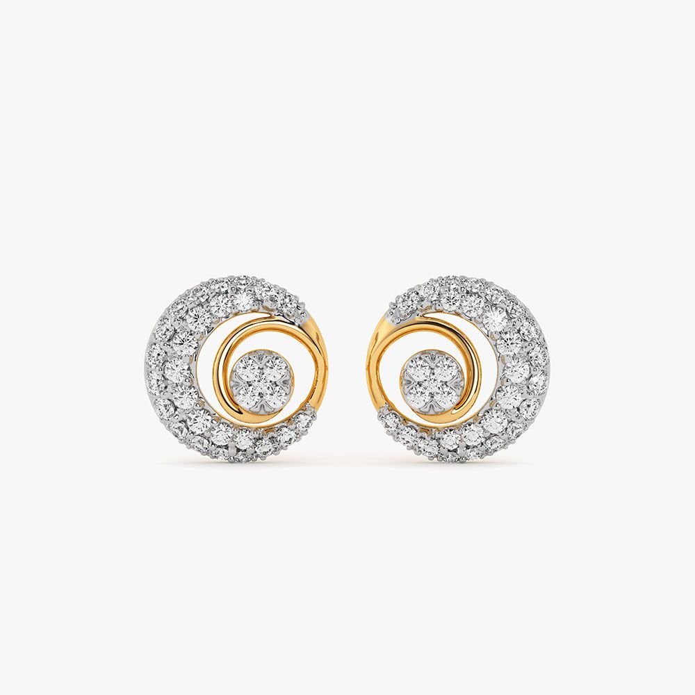 Dazzling Moon 14Kt Yellow Gold Diamond Earrings-Earrings-OPE26E17-D400RAC