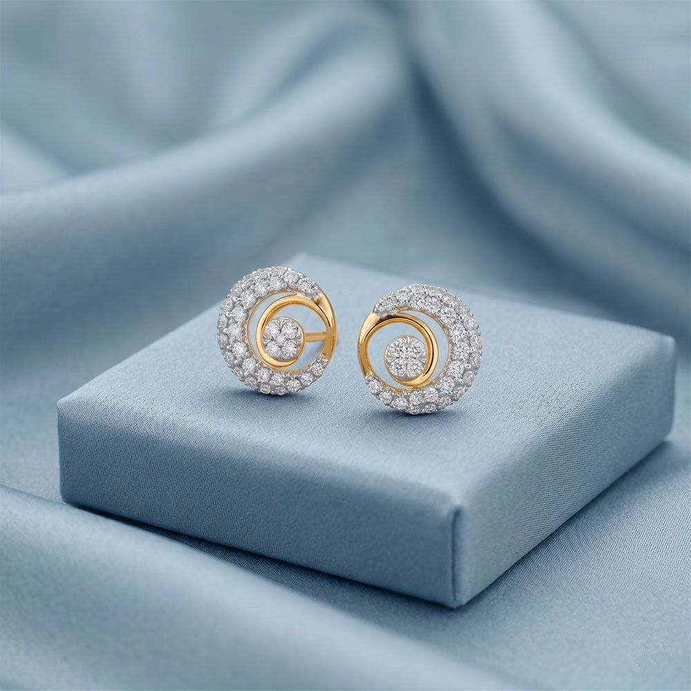 Dazzling Moon 14Kt Yellow Gold Diamond Earrings-Earrings-OPE26E17-D400RAC
