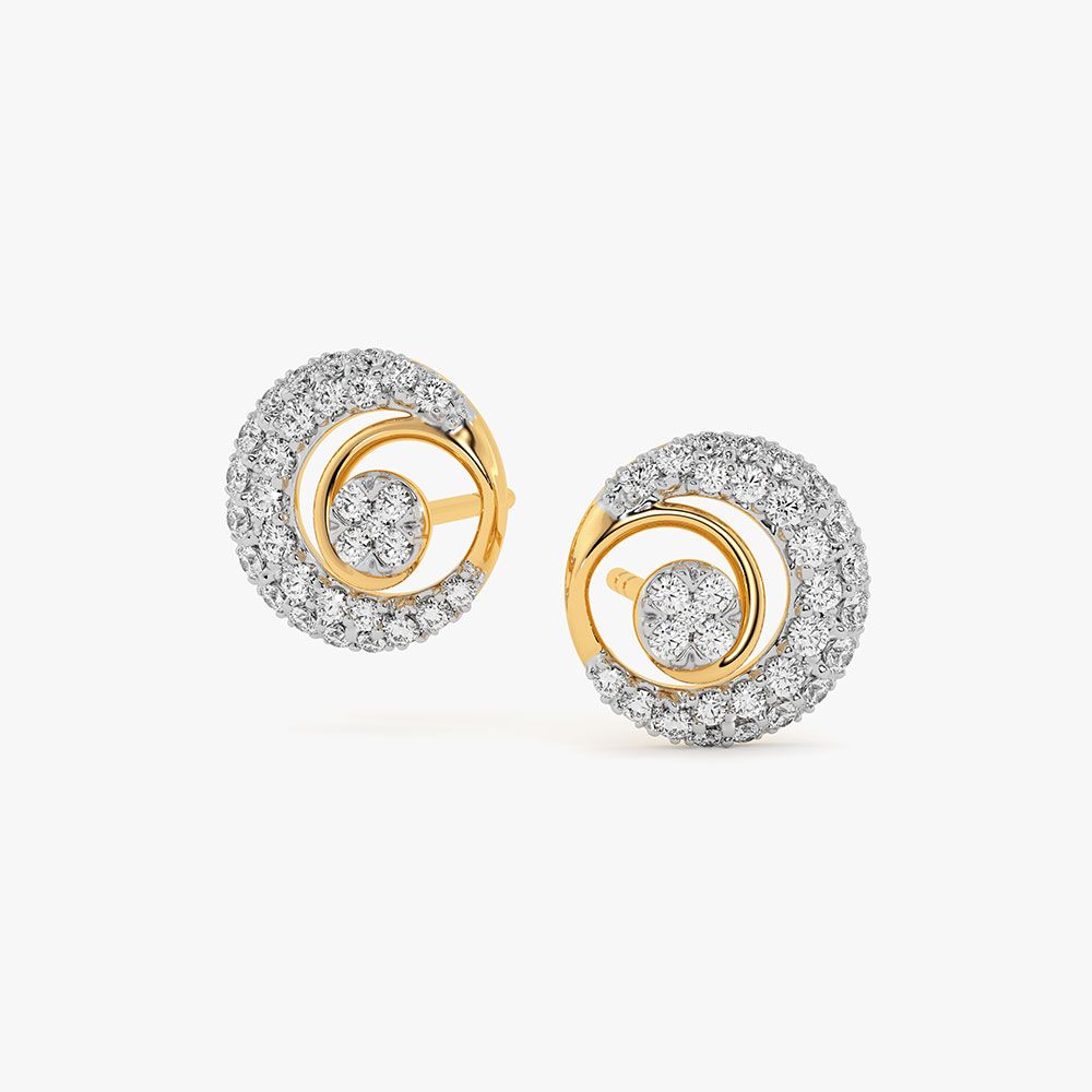 Dazzling Moon 14Kt Yellow Gold Diamond Earrings-Earrings-OPE26E17-D400RAC