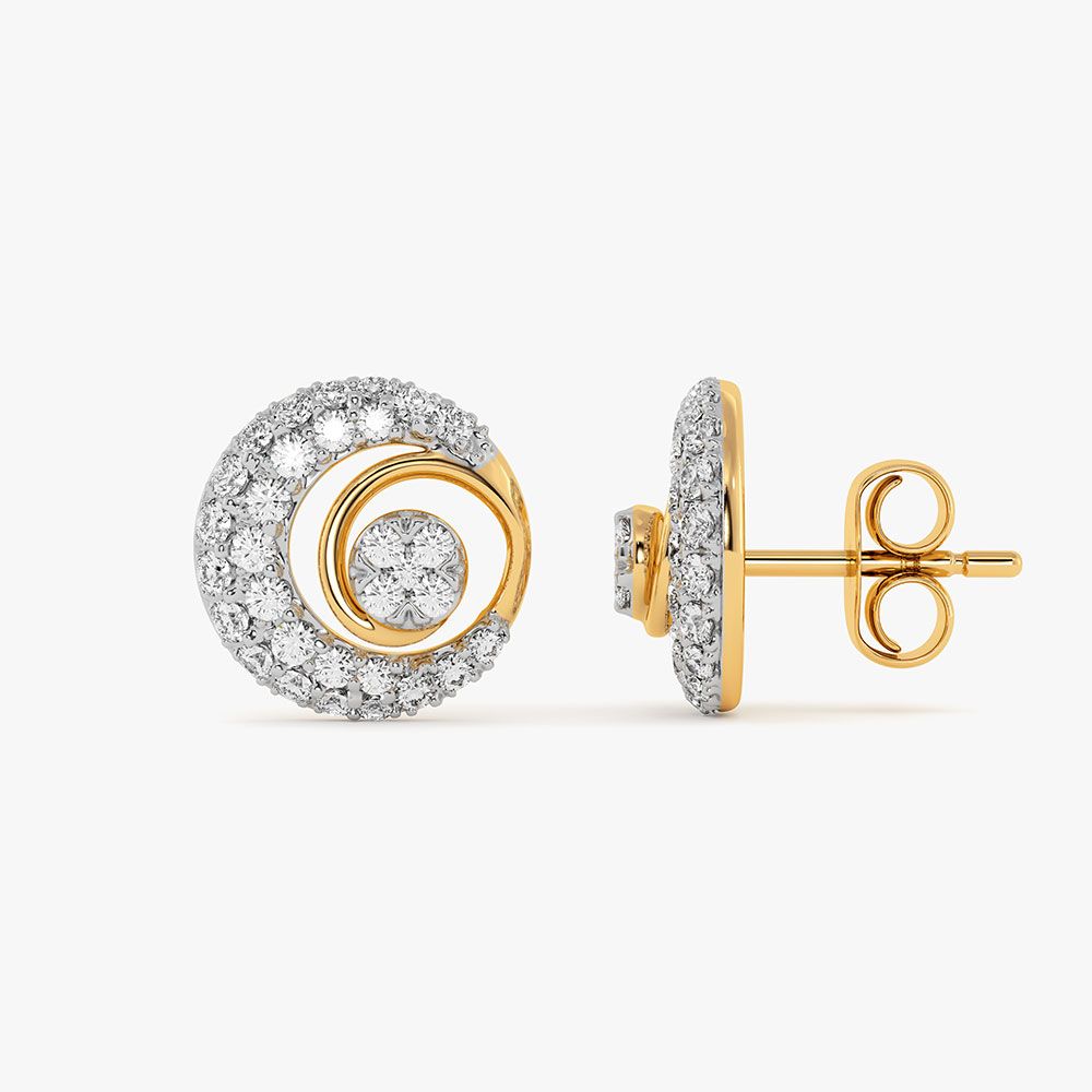 Dazzling Moon 14Kt Yellow Gold Diamond Earrings-Earrings-OPE26E17-D400RAC