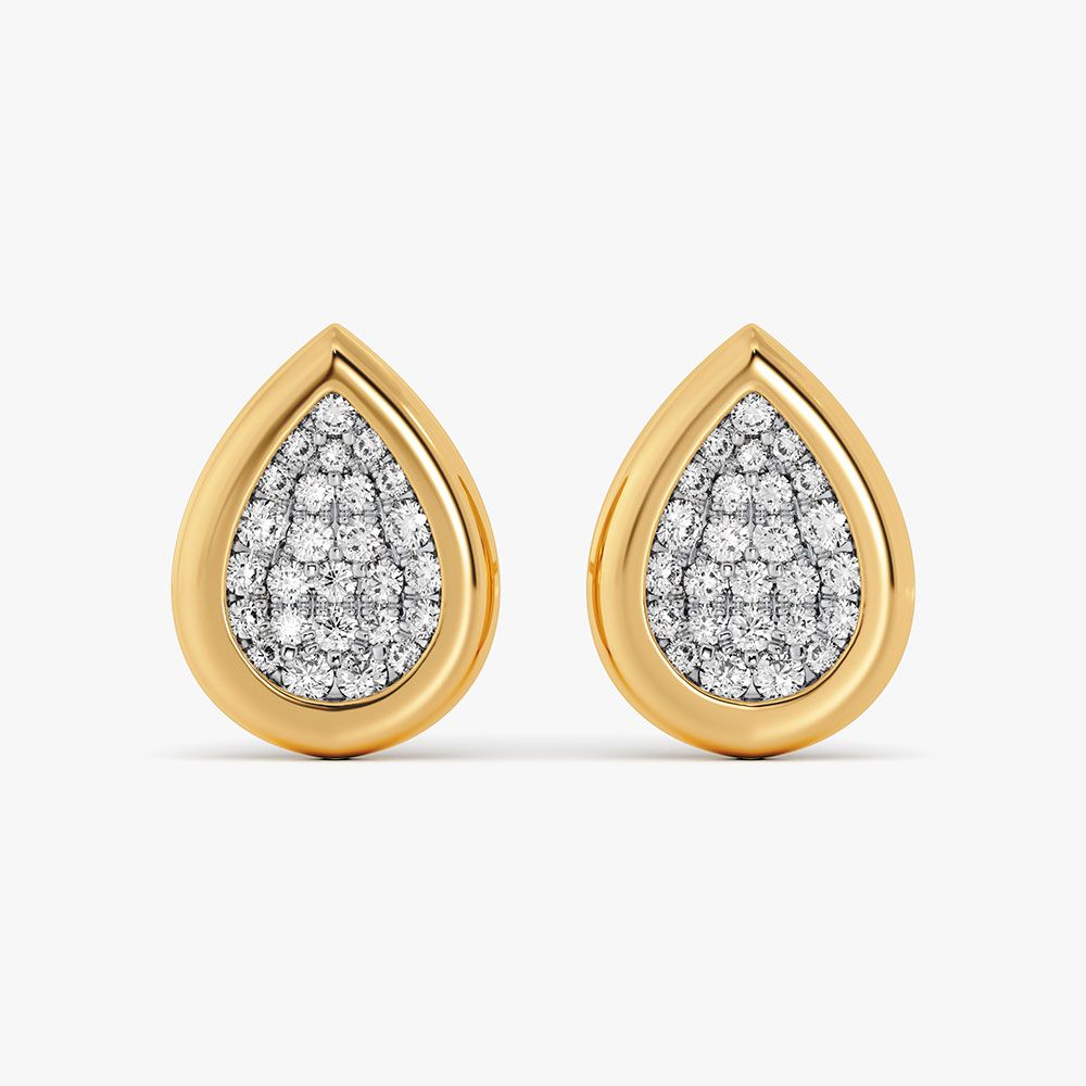 Dazzling Teardrop 14Kt Yellow Gold Diamond Pendant-Earrings-OPE26E21-D400RBC