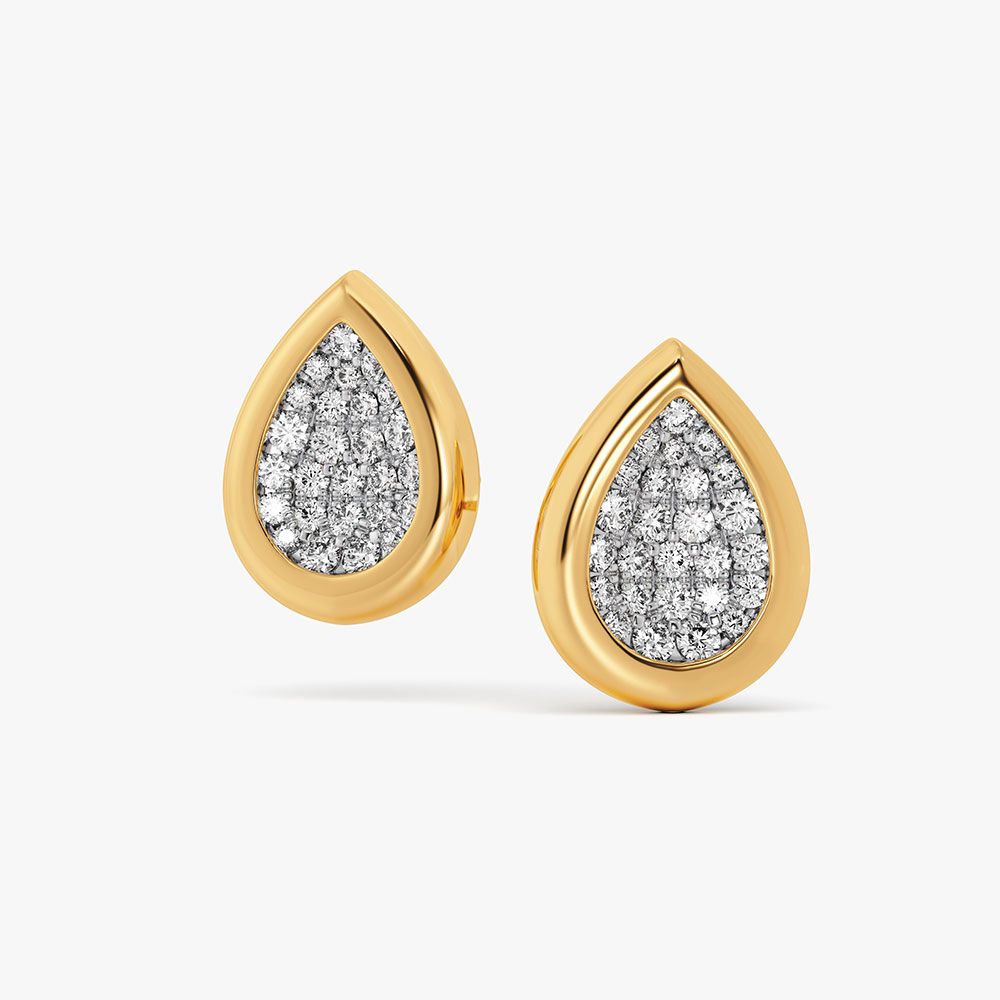 Dazzling Teardrop 14Kt Yellow Gold Diamond Pendant-Earrings-OPE26E21-D400RBC