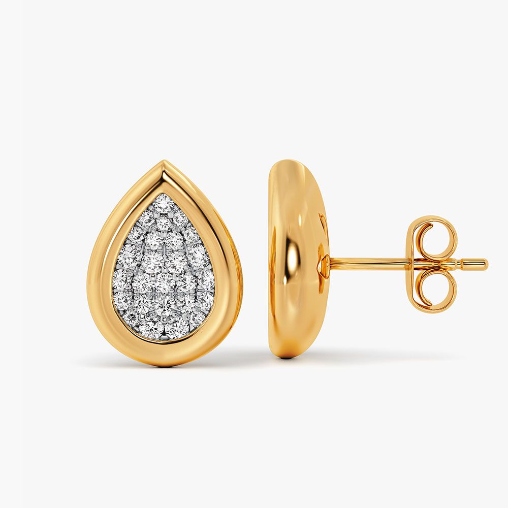 Dazzling Teardrop 14Kt Yellow Gold Diamond Pendant-Earrings-OPE26E21-D400RBC