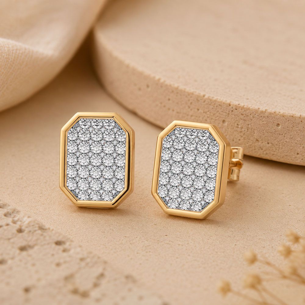 Brilliant 14Kt Yellow Gold Diamond Earrings-Earrings-OPE26E25-D400RBC