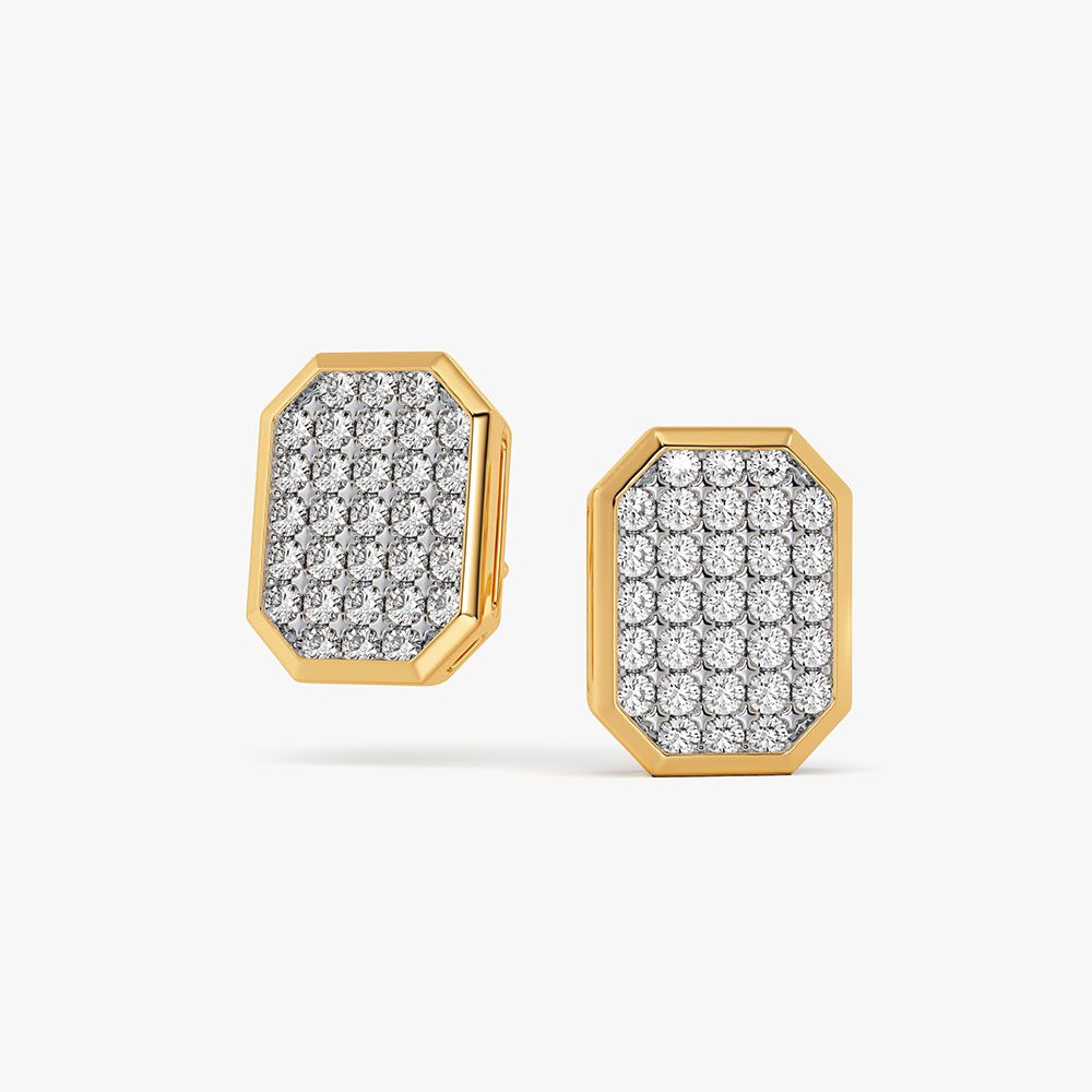 Brilliant 14Kt Yellow Gold Diamond Earrings-Earrings-OPE26E25-D400RBC