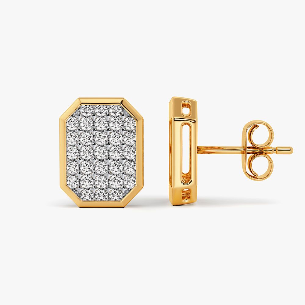 Brilliant 14Kt Yellow Gold Diamond Earrings-Earrings-OPE26E25-D400RBC