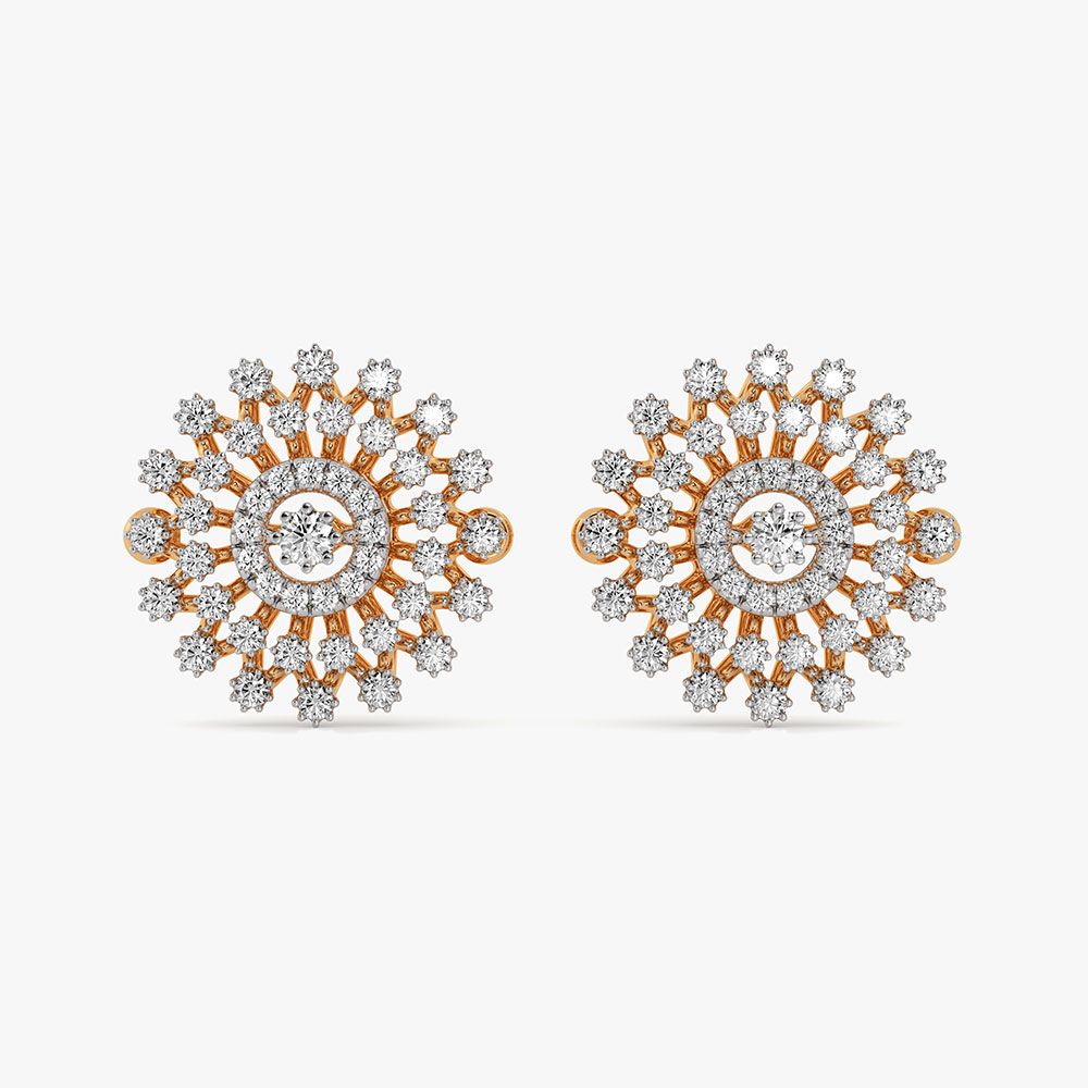 Stunning Bloom 14Kt Yellow Gold Diamond Earrings-Earrings-OPE26E29-D400RDC