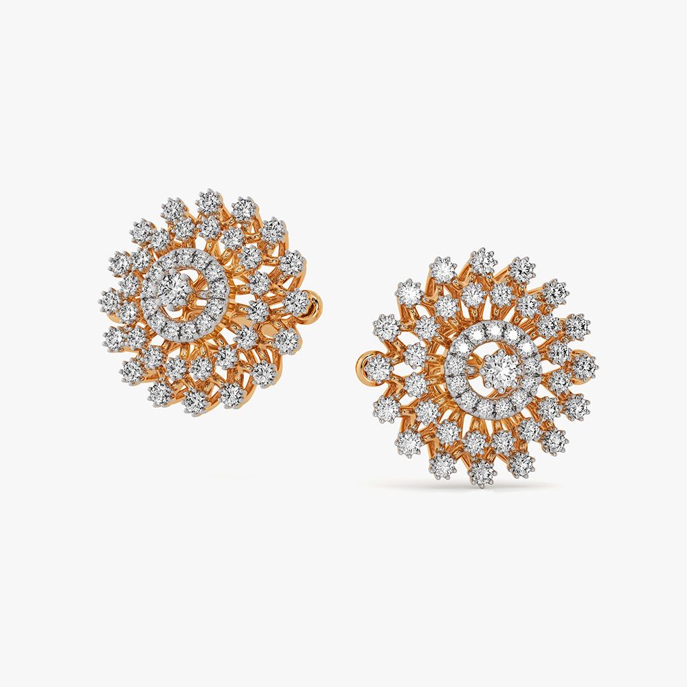 Stunning Bloom 14Kt Yellow Gold Diamond Earrings-Earrings-OPE26E29-D400RDC