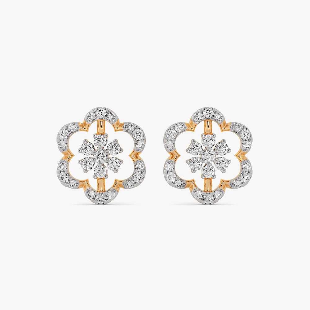 Versatile Bloom 14Kt Yellow Gold Diamond Earrings-Earrings-OPE26E31-D400RBC