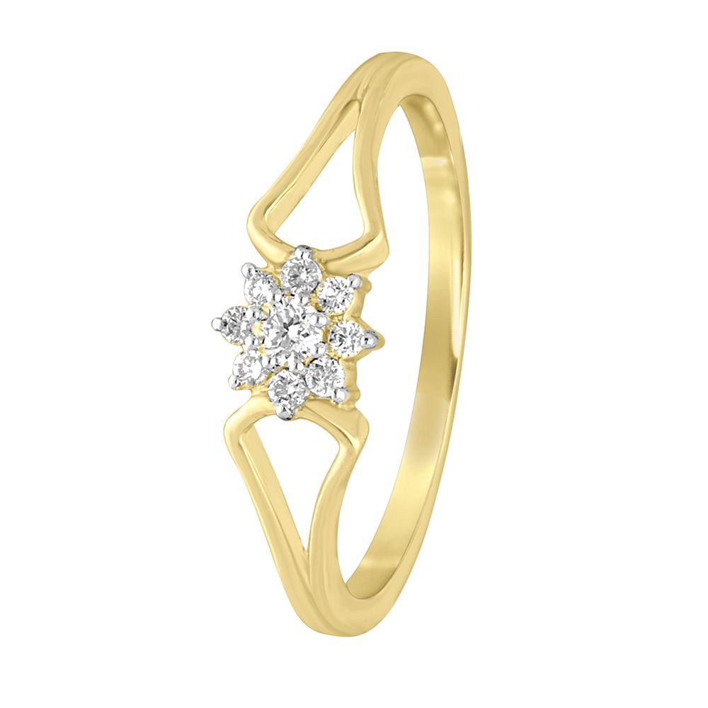 Floral Diamond and Yellow Gold Ring-Rings-OPR11038