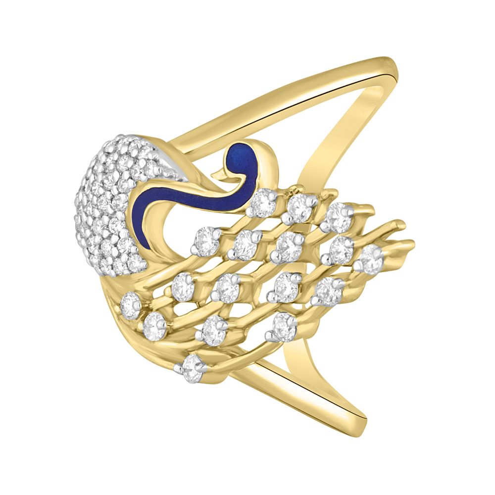 Peacock Design Diamond Ring-Rings-OPR13010