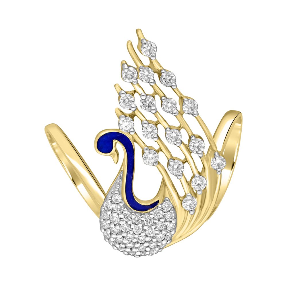 Peacock Design Diamond Ring-Rings-OPR13010