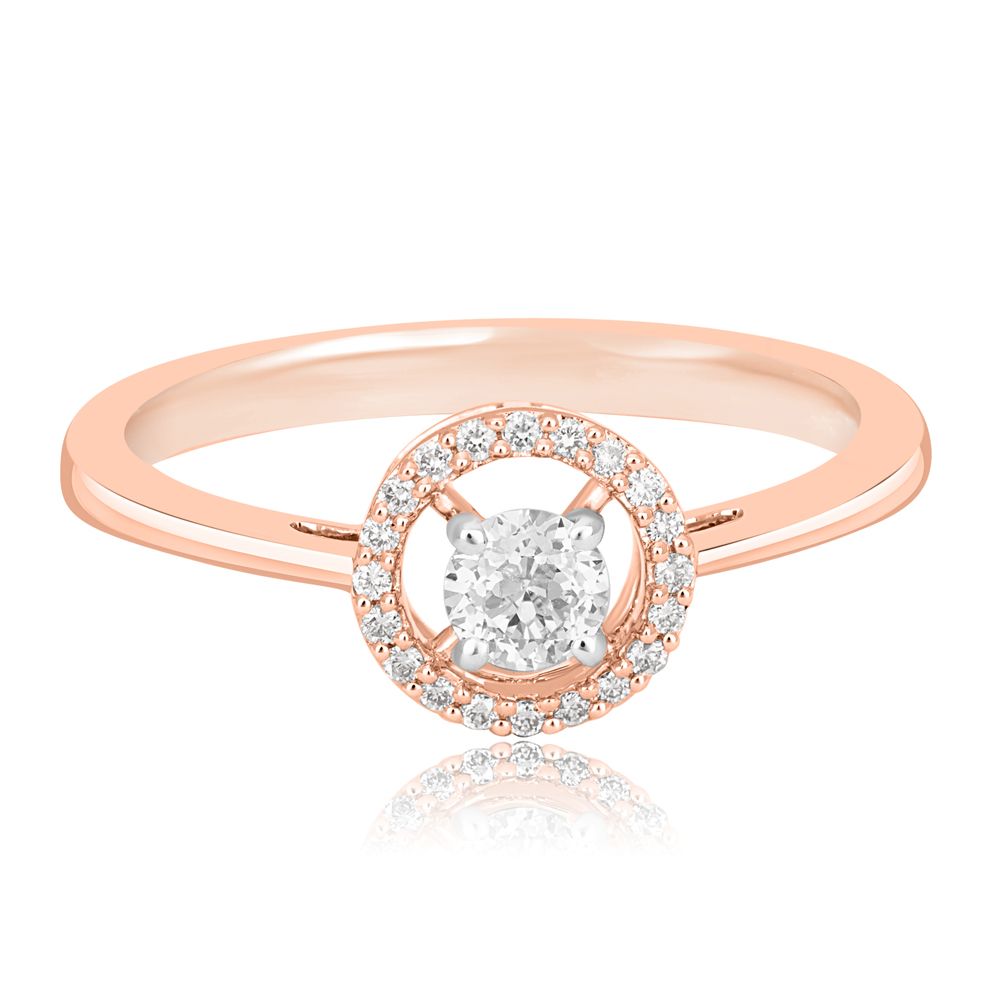 Gleaming Rose Gold and Diamond Crown Star Ring-Rings-OPR20043