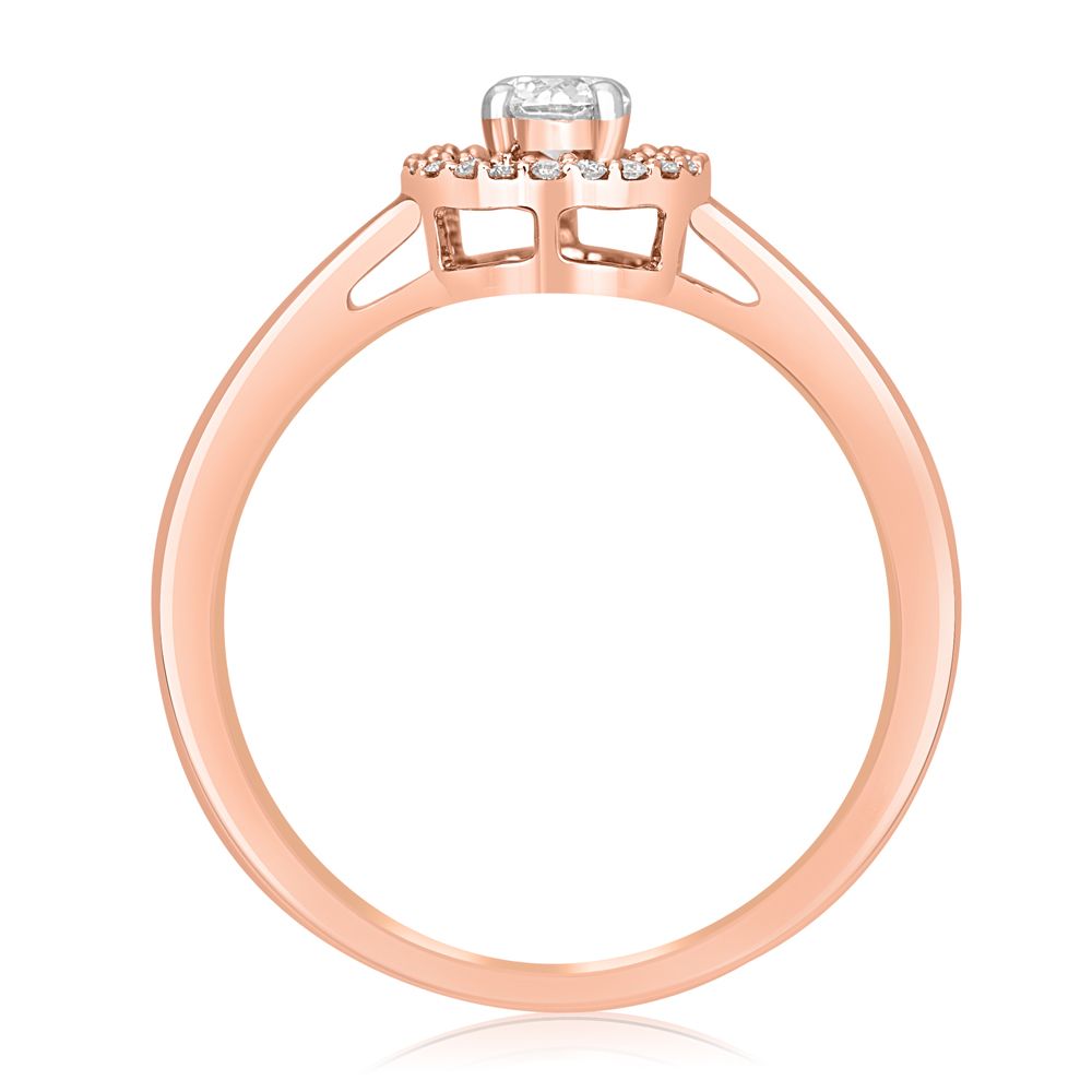Gleaming Rose Gold and Diamond Crown Star Ring-Rings-OPR20043