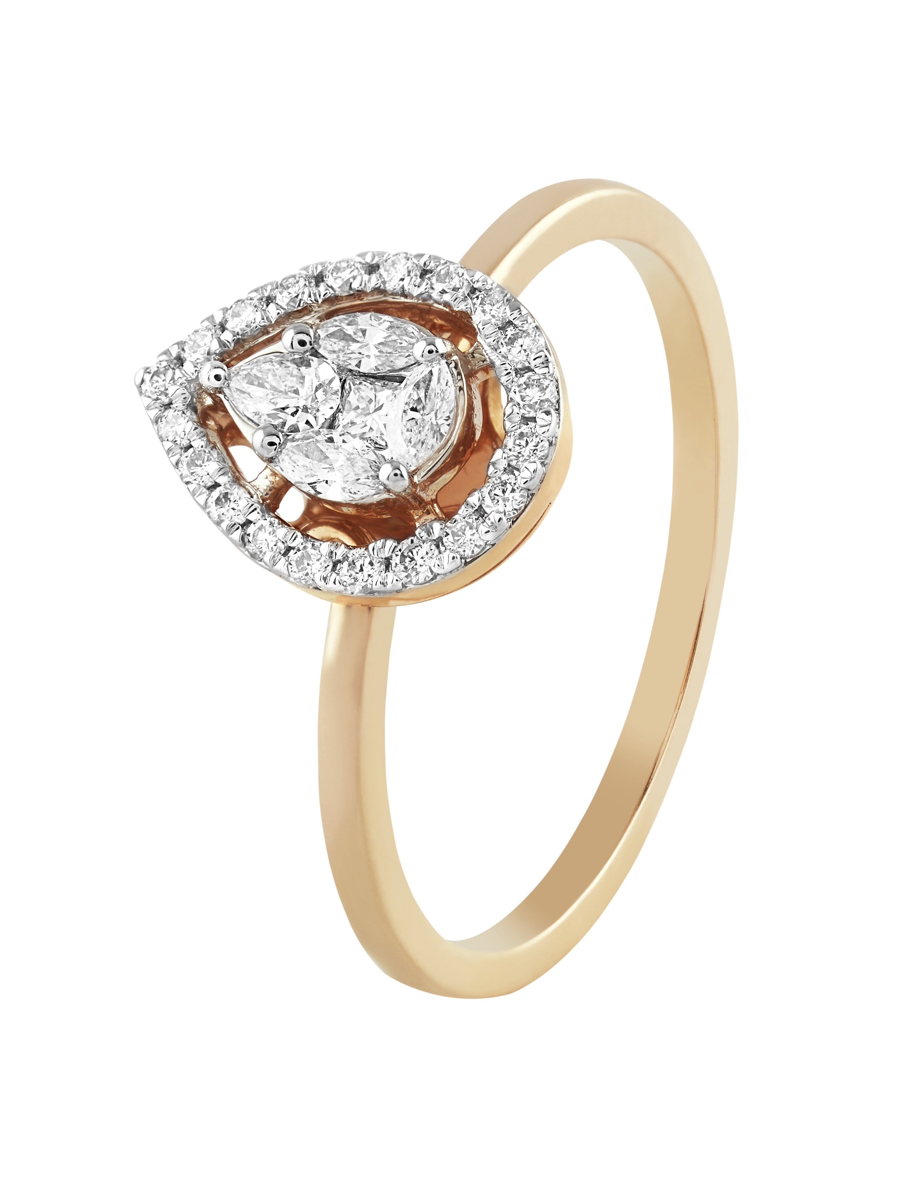 Attractive Diamond Rose Gold Ring-Rings-OPR22055
