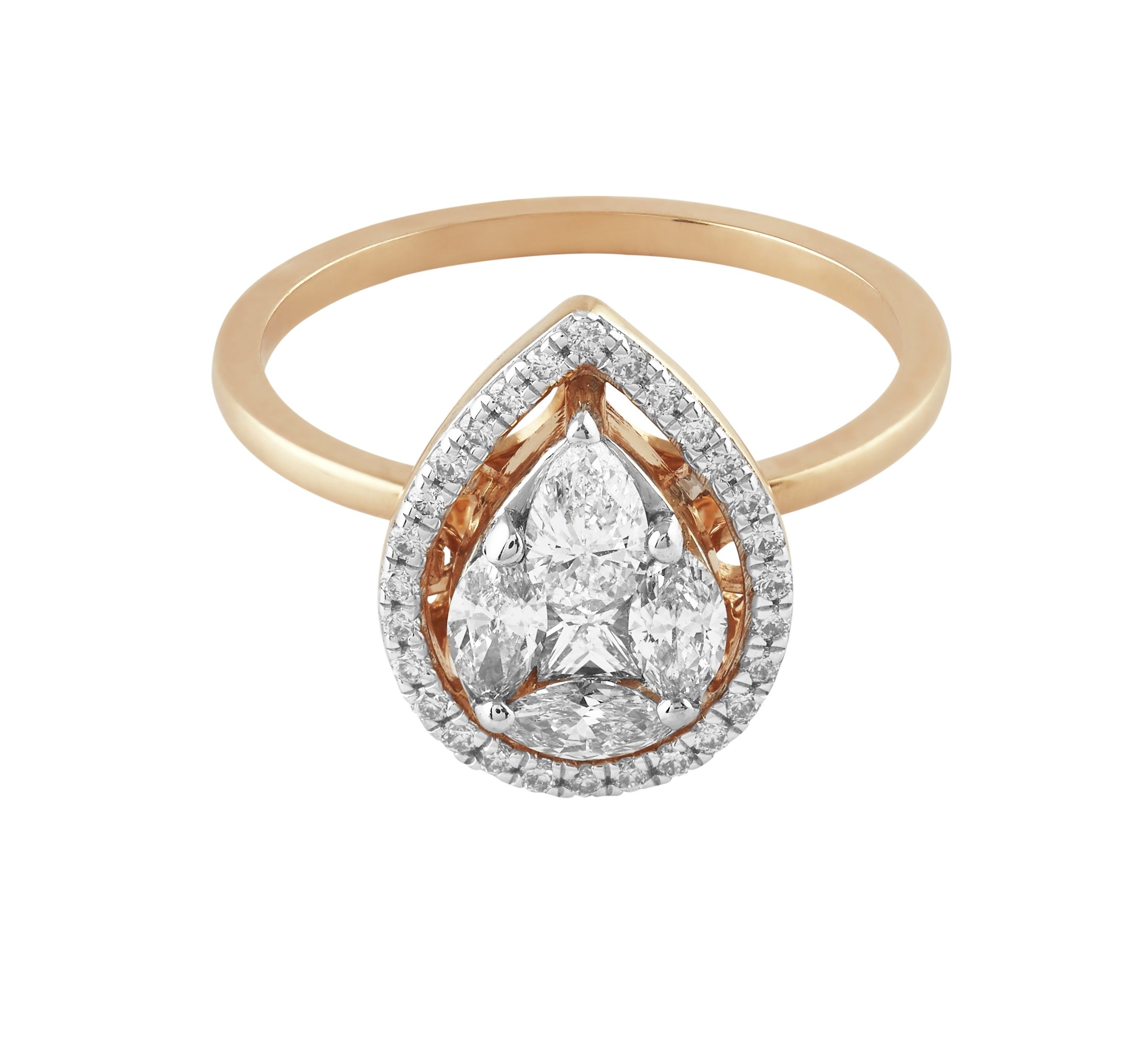 Attractive Diamond Rose Gold Ring-Rings-OPR22055