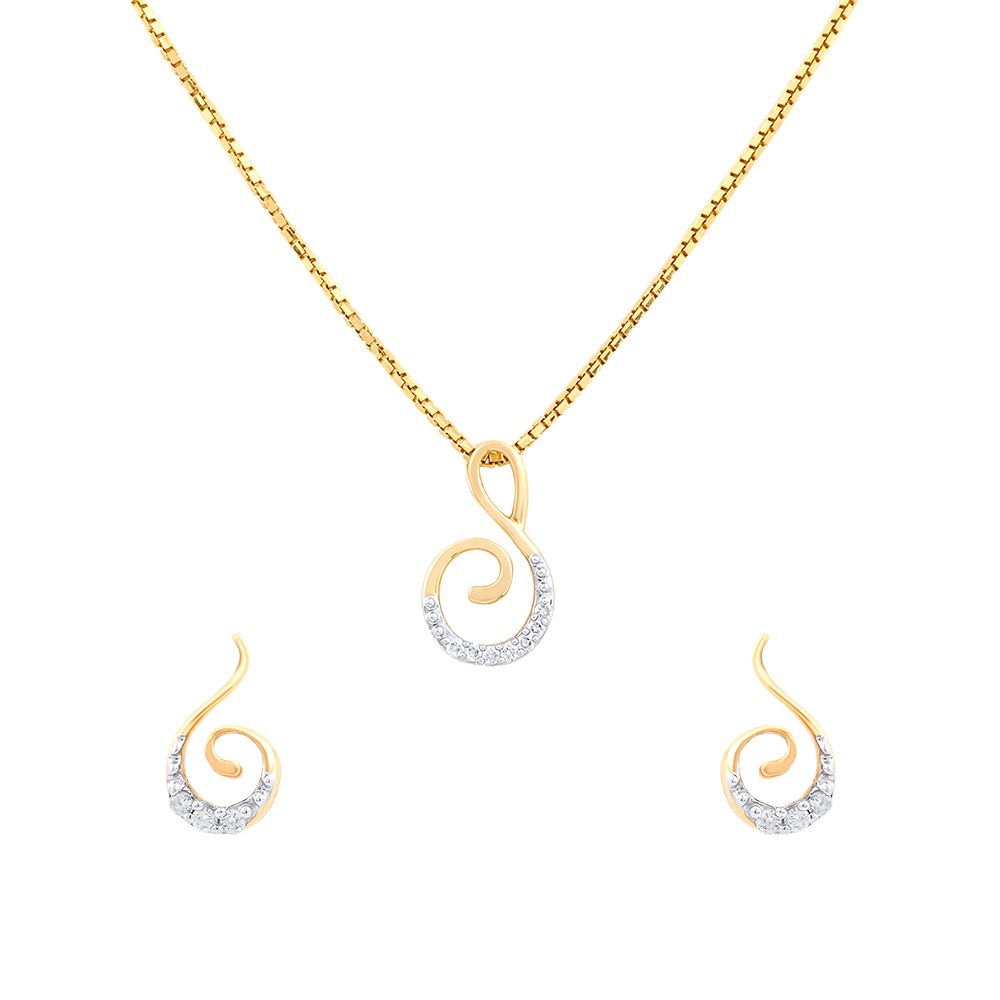 Musical Design Diamond Pendant and Earrings Set-All Jewellery-OSP10037-D400R0C
